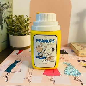 Vintage Peanuts 1958 8 oz. Plastic Yellow Thermos Charlie Brown Snoopy (Cookies)